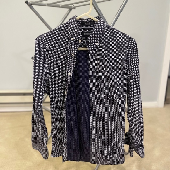 Small Navy Nordstrom Dress Shirt With White Dots and Blue Florals - Picture 1 of 3